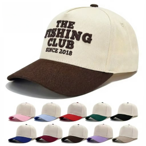 Pure Cotton, Classic Five-Panel Two-Tone Unisex Sports & Fishing Baseball Cap
